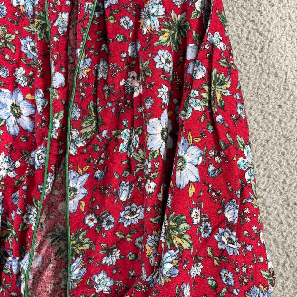Vintage Victorias Secret Gold Label Womens Robe M/L Red Blue Floral Wrap 50in - Picture 2 of 5